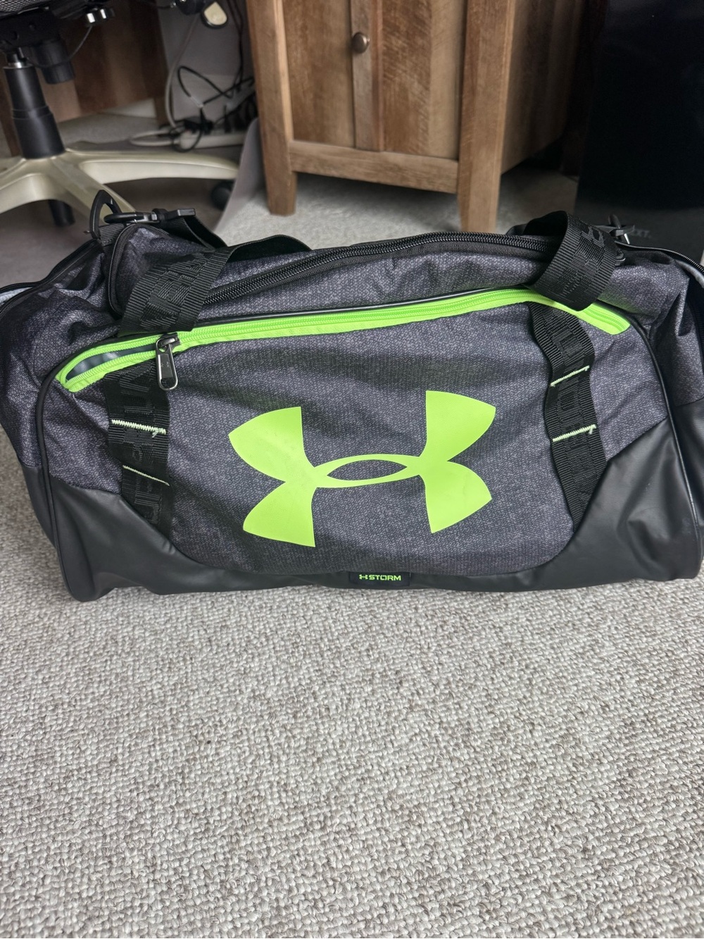 Under Armour Gray and Neon Green Men’s Duffel Bag
